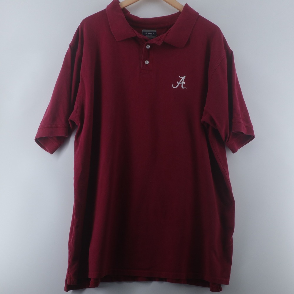 J. America Alabama Crimson Tide Mens 2XL Polo Shirt Embroidered Logo Good